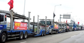 공공운수노조 화물연대 울산지부 카 캐리어 분회 4일째 파업