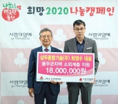 ㈜삼두종합기술 최영수 대표, 희망2020나눔캠페인 이웃돕기 성금 1,800만원 전달