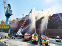 울산동부소방서·현대중공업 선박 화재 대비 합동소방훈련