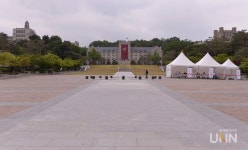 다시 적막해진 고려대 중앙광장에 들어선 몽골텐트