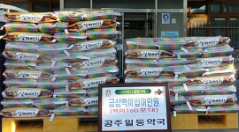 공주시 일등약국, 햅쌀 10kg 160포 선뜻