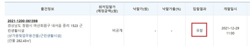 보증금 15억 창원 한센복지협회 신청사 약국 유찰