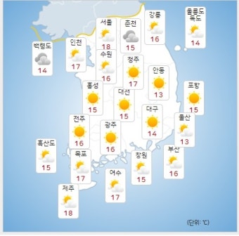 오늘날씨, 오후부터 대기 불안정 천둥·번개 동반 비...강풍 주의