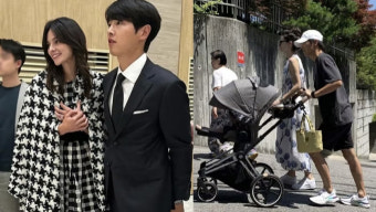케이티 송중기, 유모차 끄는 육아 일상 포착