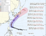 [오늘의 날씨 및 내일날씨]내일~모레 전남과 경상권, 제주도 비, 모레 전국 소나기,7호 태풍 메칼라-8호 태풍 히고스 경로