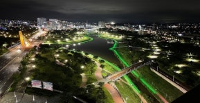 파주 랜드마크 운정호수공원 야경 탄생소리천 등에 경관조명1.6㎞  7가지 색 LED