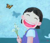 화폭 속 웃는 얼굴 행복 선물