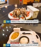 미국 화장실 레스토랑, 음식이 담긴 그릇이 변기 모양!