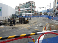 양산시 북부동 옛 버스터미널 앞 ‘도로 침하’