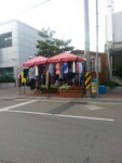 산청 NH농협 앞 도로 노점상 난립