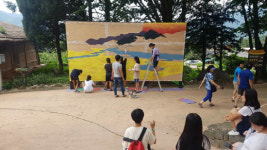 하동 악양중학교, 평사리 황금들판 벽화 제작