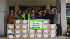 하동 화개면 자원봉사협, 경로당에 국수 기탁