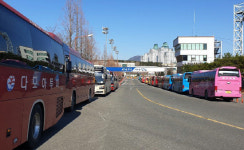 코로나19에 멈춘 관광버스들