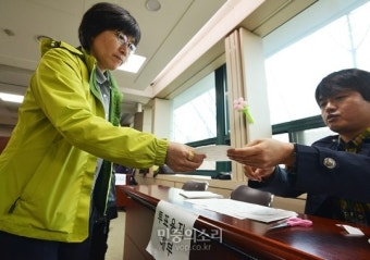[포토] 서울시 진보교육감 경선 나선 장혜옥 대표, 조희연 교수