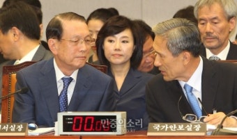 대화하는 김기춘과 김관진 [포토]