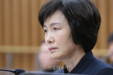 의원들 질문 듣는 최경희 전 총장[포토]