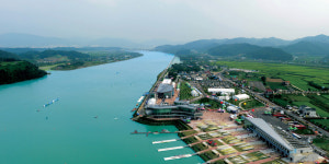 북한 조정·카누 선수단, 충주 탄금호서 훈련한다