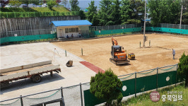 충북도민체전 대비 옥천고 운동장·테니스장정비 소음 수업방해 우려