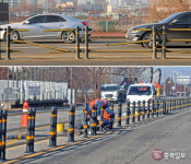 <카메라고발 그후>훼손된 중앙분리대 복구작업