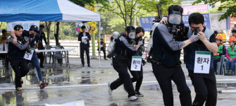 패션아일랜드에서 대형화재 현장대응훈련