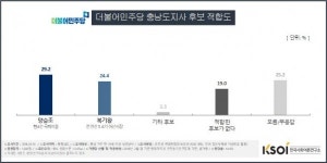 충남지사 후보 가상대결 민주당 우세