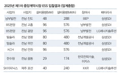 [단독] 중앙계약시장 ESS 입찰 결과…남부발전·한양 등 8곳 선정