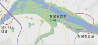 지도에 표시한 큰빗이끼벌레 발견 지역