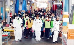 [포토]광주시 북구 우산동, 말바우시장 코로나19예방 방역