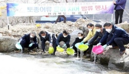 정읍시, 은어 치어 방류 생태계 보호·산업적 발전 유도 ‘일석이조’