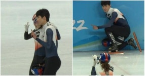 최민정이 황대헌과 단둘이 사진 찍다 딱 걸리자 남긴 한 마디