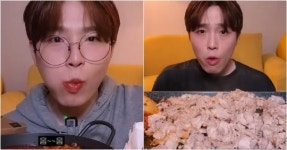 전 여친 데이트 폭력 논란 80만 유튜버 웅이, 치킨+떡볶이 먹방 근황