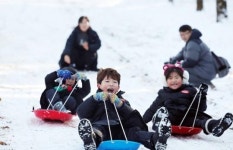 [위키 포토]눈썰매 타는 어린이들