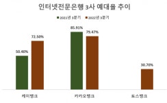 대출다변화 간절한 인터넷銀 3사…토스뱅크 여수신 불균형 30%이상 벌어져