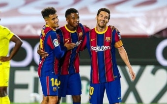 '메시 붙잡은' 바르셀로나, 개막전서 4-0 대승…파티 2골·메시 1골 활약