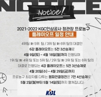 프로농구 포스트시즌 일정 확정…6강 플레이오프 4월9일→챔피언결정전 5월2일 스타트