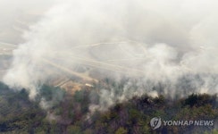 안동시 남후면 무릉리서 시내 방면으로 산불 확산 중