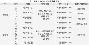 동탄국제고 2024 입학설명회.. 4월~11월 매달 2회 총 16회 각 선착순 300명