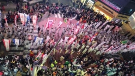 남해 창선고 경남 무형문화재인 남해선구줄끗기 시연 참가