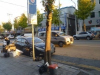 전주공구거리 버스정류장 쓰레기 더미