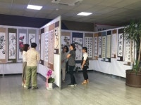전주덕진구청 로비에 주민자치프로그램 서화작품 전시회