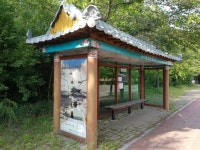 곰팡이로 얼룩진 어린이회관 시내버스 정류장