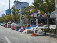 익산 하나로 상징거리 보도정비공사 현장 불편 가중