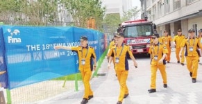 북부소방서, 수영대회 화재 대비 훈련