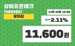 (29일공감마감증시)상아프론테크 11600원 마감