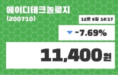 에이디테크놀로지 주가정보 6일  현재 11400원