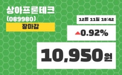 (11일공감마감증시) 상아프론테크 주가 10950원으로 장 마감