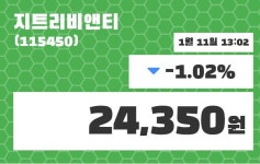 지트리비앤티주가 1월 11일 현재 24350원
