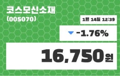 코스모신소재 주가및 증권시세 14일  현재 16750원