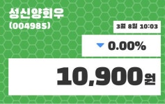 성신양회우 주가증권투자정보 및 종목동정과 증시정보 8일  현재 10850원