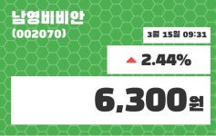 남영비비안주가 3월 15일 현재 6300원